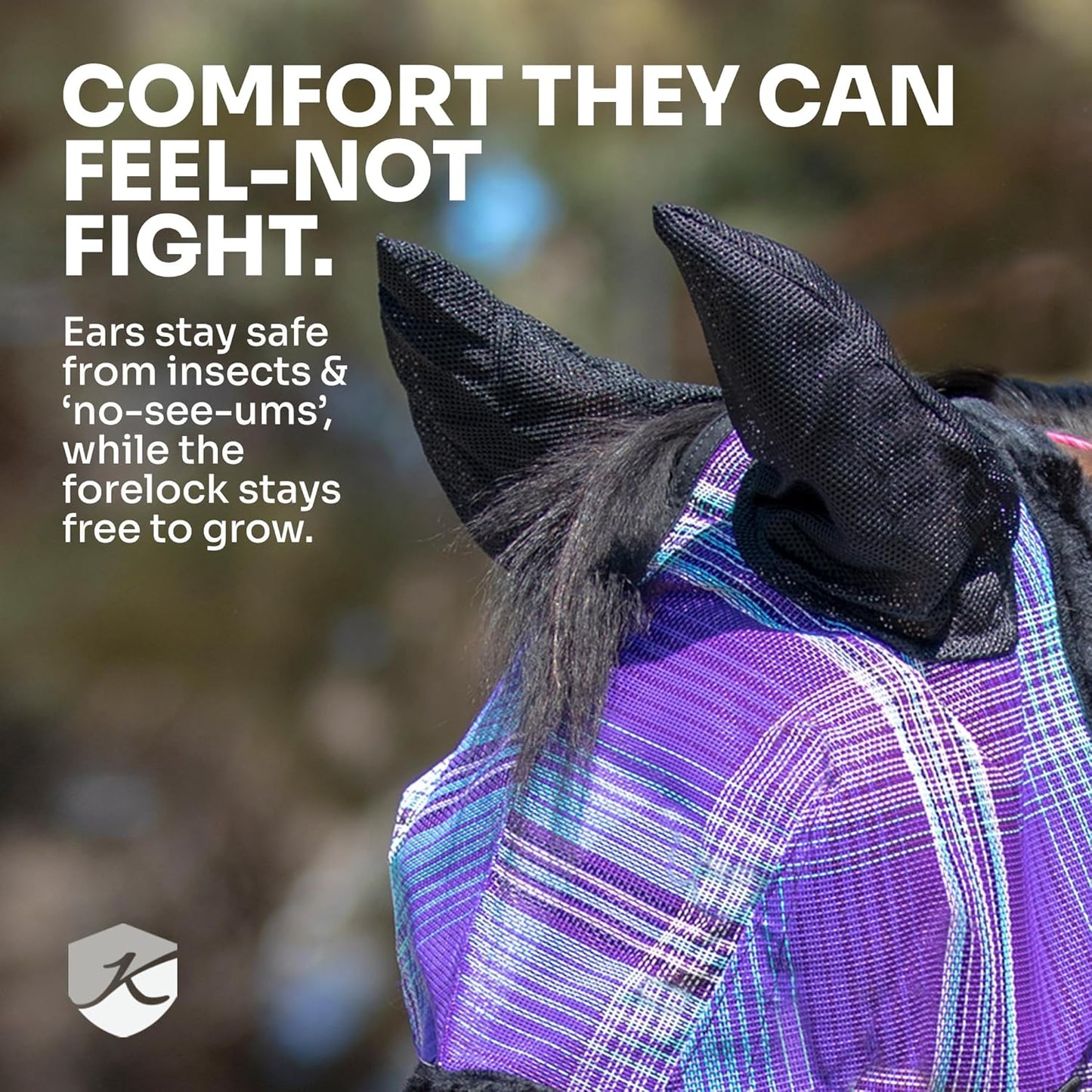 Kensington Signature Fly Mask w/Web Trim, Soft Mesh Ears & Forelock Opening Size: L-Average Color: 2021 - Atlantis