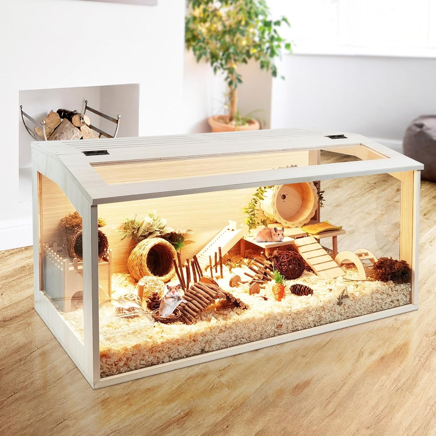 Prolee Hamster Cage Chew Proof, Mice and Rat Habitat Openable Top with Acrylic Sheets, Hamster Habitat Solid Built (32”L x 16" W x 16" H)