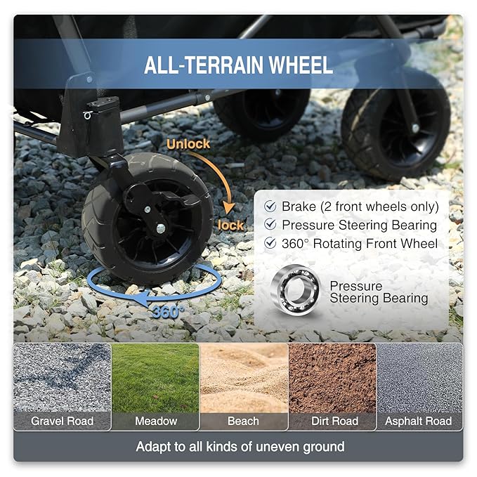 REDCAMP Folding Dog Wagon Cart with Extendable Rear End Heavy Duty, 220L Large Collapsible Utility Cart Dog Stroller with Tailgate for Sports Shopping Pet, Black