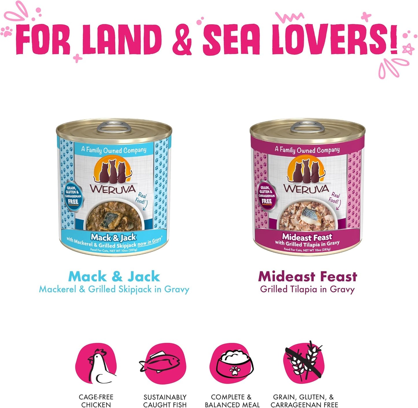 Weruva Classic Cat Food, Wowzer Meowzer Variety Pack, 10oz Cans (Pack of 12)