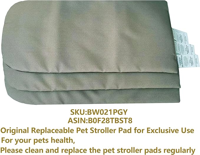 ROODO Pet Stroller Inner Pad for Exclusive Use,Original,Replaceable,Easy to Clean,Set of 3 pc(Gray)