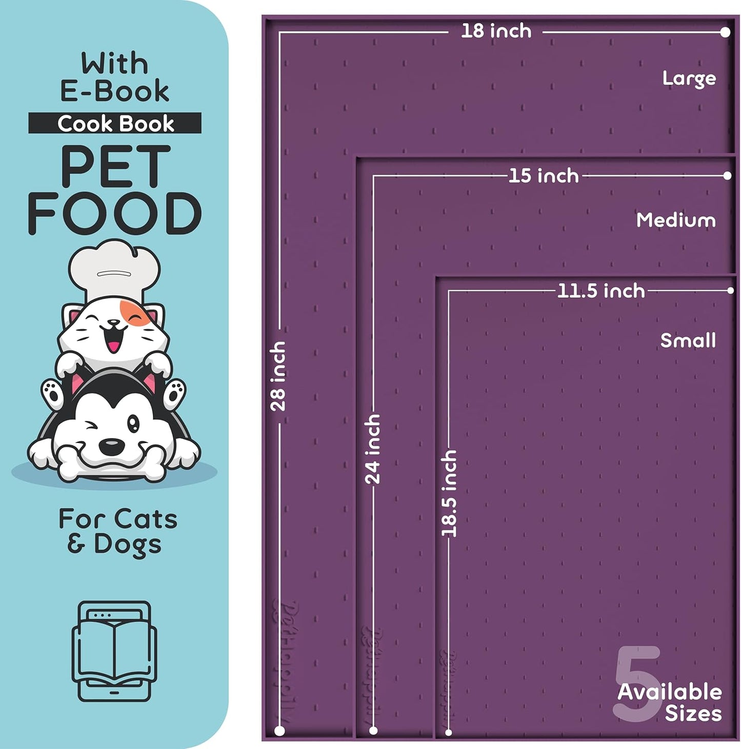 Dog Food Mat - Raised Edges Dogs Mat for Food and Water Prevent Spill, Waterproof Cat Food Mats Protect Floors, Easy Clean Dog Bowl Mats for Food and Water, Silicone Pet Food Tray