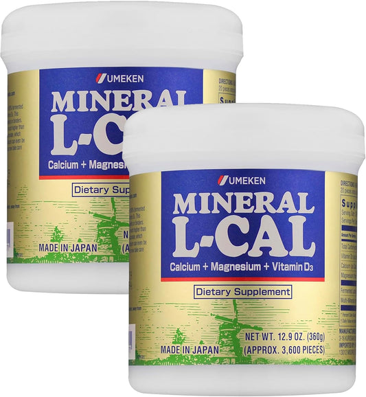 Mineral L-Cal Calcium with Vitamin D3, 12 Month Supply, Water Soluble Ball Format with Magnesium & Minerals, Fast Absorbing Calcium Magnesium D3 Supplement, 3,600 Balls per Bottle, 360g, Pack of 2