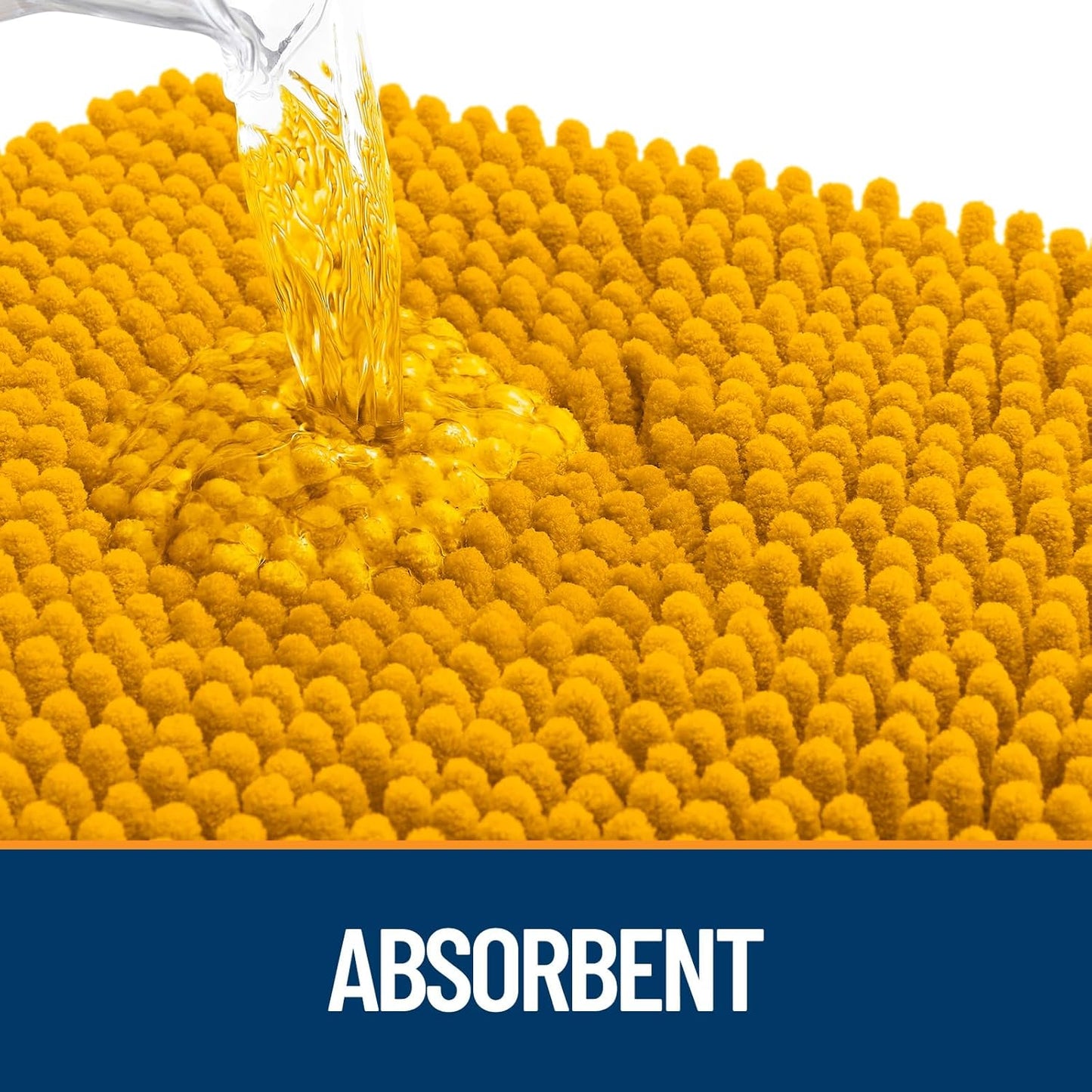 OLANLY Dog Door Mat for Muddy Paws 30x20, Absorbs Moisture and Dirt, Absorbent Non-Slip Washable Doormat, Quick Dry Chenille Mud Mat, Entry Indoor Entryway Carpet for Inside Floor, Golden Yellow