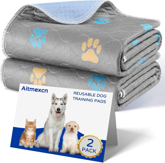 Aitmexcn Washable Puppy Dog Pee Pad, 4PCS 100% Waterproof Whelping Training Mat for Puppy/Senior Dog, Fast Drying Reusable Puppy Pads for Indoor, Outdoor and Car Travel- 18x24'' Llight Gray
