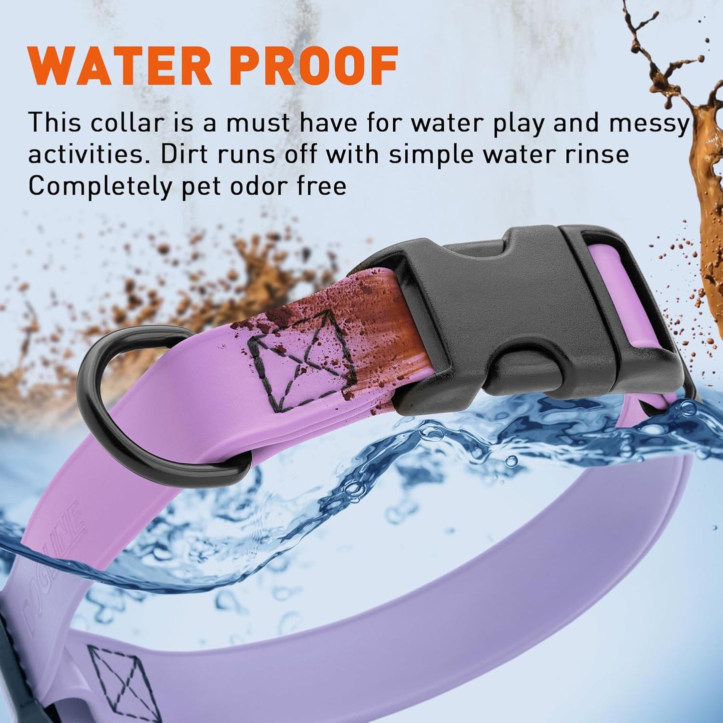 Dogline Biothane Waterproof Dog Collar with Quick Release Buckle Strong Coated Nylon Webbing with Odor- Proof for Easy Care Easy to Clean Fits Small Medium Large Dogs, Amethyst Purple 5/8" W 9-14" L