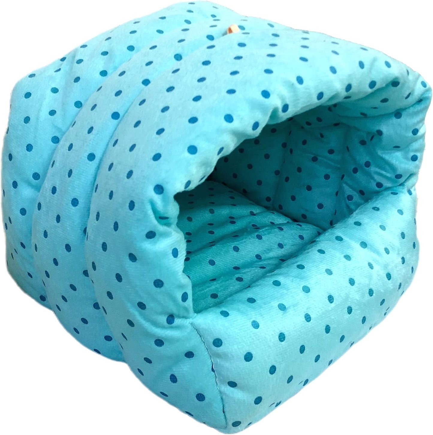 WOWOWMEOW Guinea Pigs Bed,Hamster Bed,Small Animals Warm Hanging Cage Cave Bed (M, Dot- Blue)