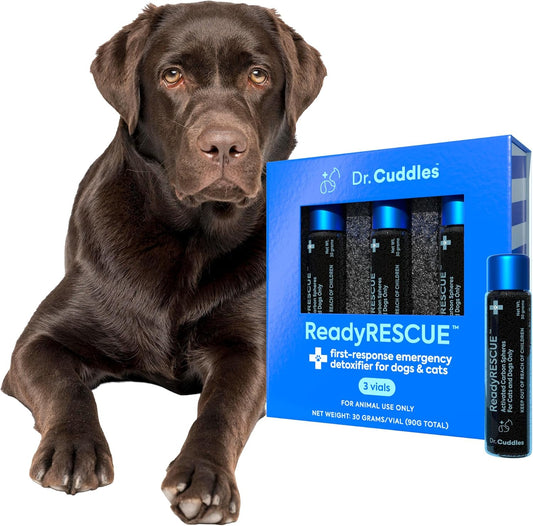 Dr. Cuddles ReadyRESCUE - Dog First Aid Kit Essential - Activated Charcoal Detox for Dogs, Cats, Pets - Animal First Aid Kit - Dog Medical Emergency Kit - Dog Travel Essentials - 30g (3 Vials of 30g)