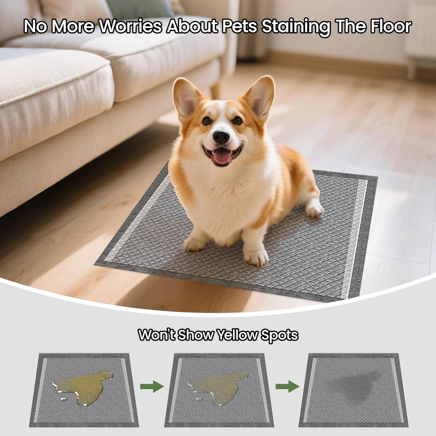 Charcoal Puppy Pads 100 Counts,22"x22" Dog Pee Pads Small Disposable Activated Carbon Super Absorbent Full Edge-Wrapping Pee Pads Odor-Control Training Pads for Doggie Cats Rabbits