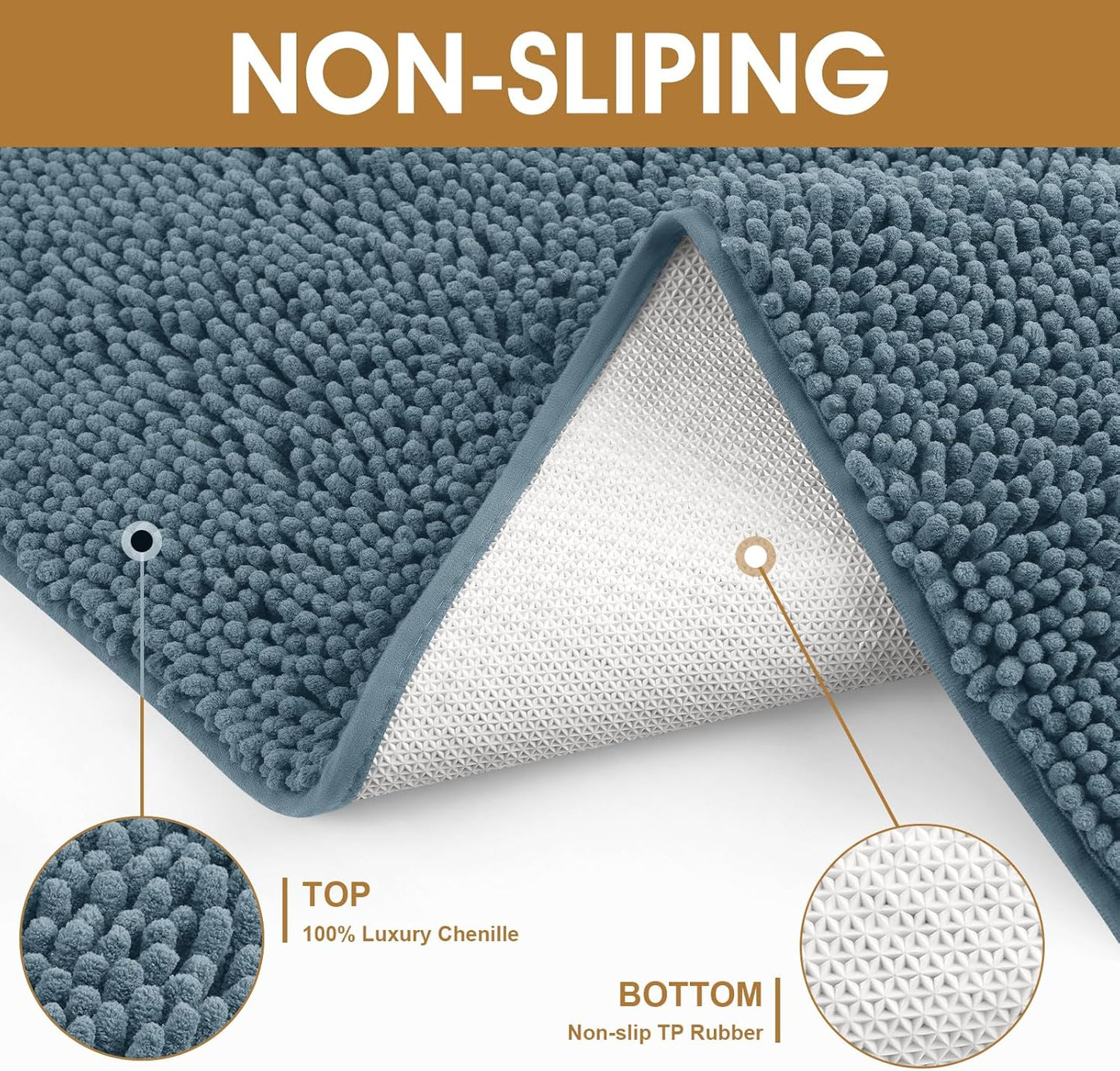 Extra Large Dog Door Mats for Muddy Paws, Chenille Absorbent Dog Mats, Non Slip Heavy Mud Mat for Dogs, Soft Pet Mat for Entryway, Mud Paws, Inside Floor,60" x 36", Dusty Blue