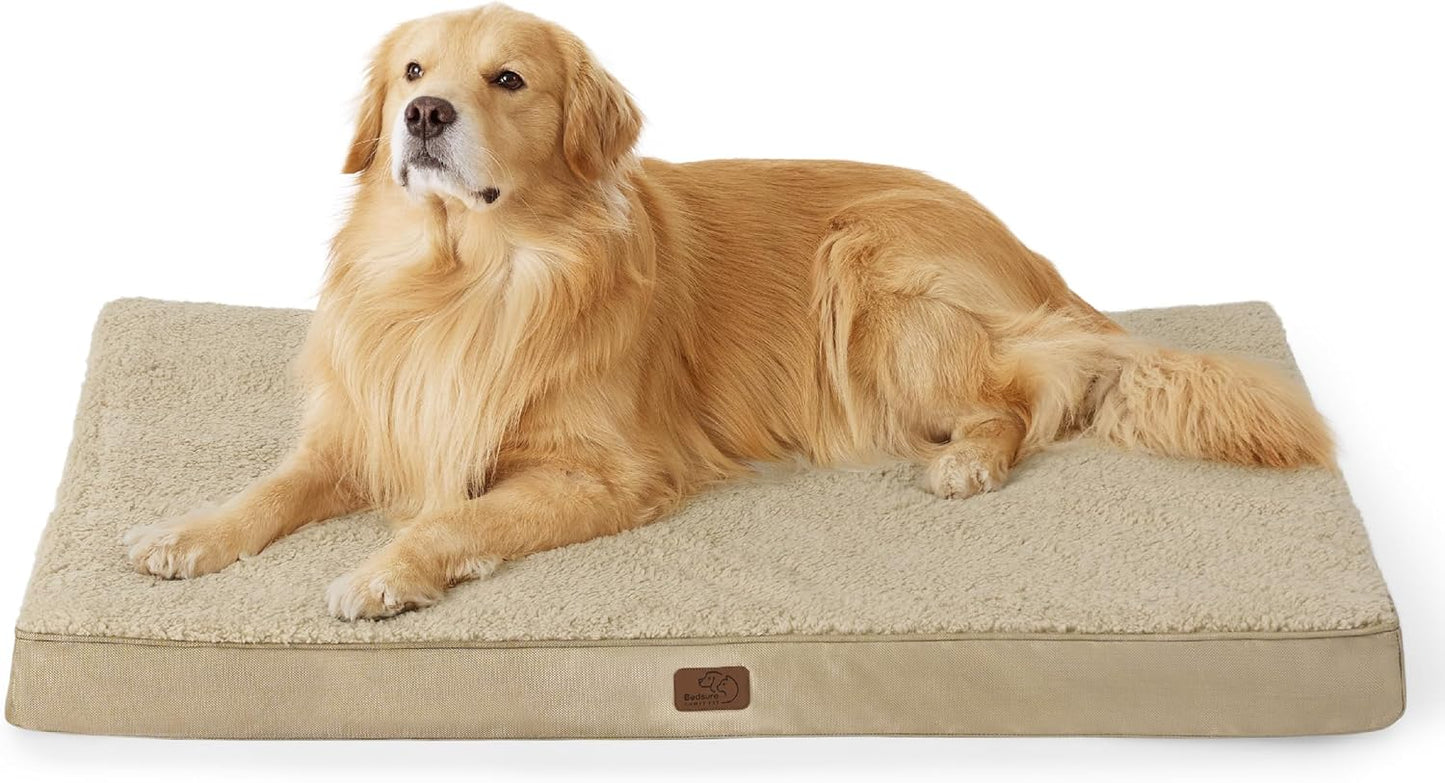 Bedsure XL Dog Beds Large Sized Dog - Extra-Large Orthopedic Flat Puppy Bed with Removable Washable Cover, Egg Crate Foam Pet Mat, Suitable for Pet Up to 100 lbs