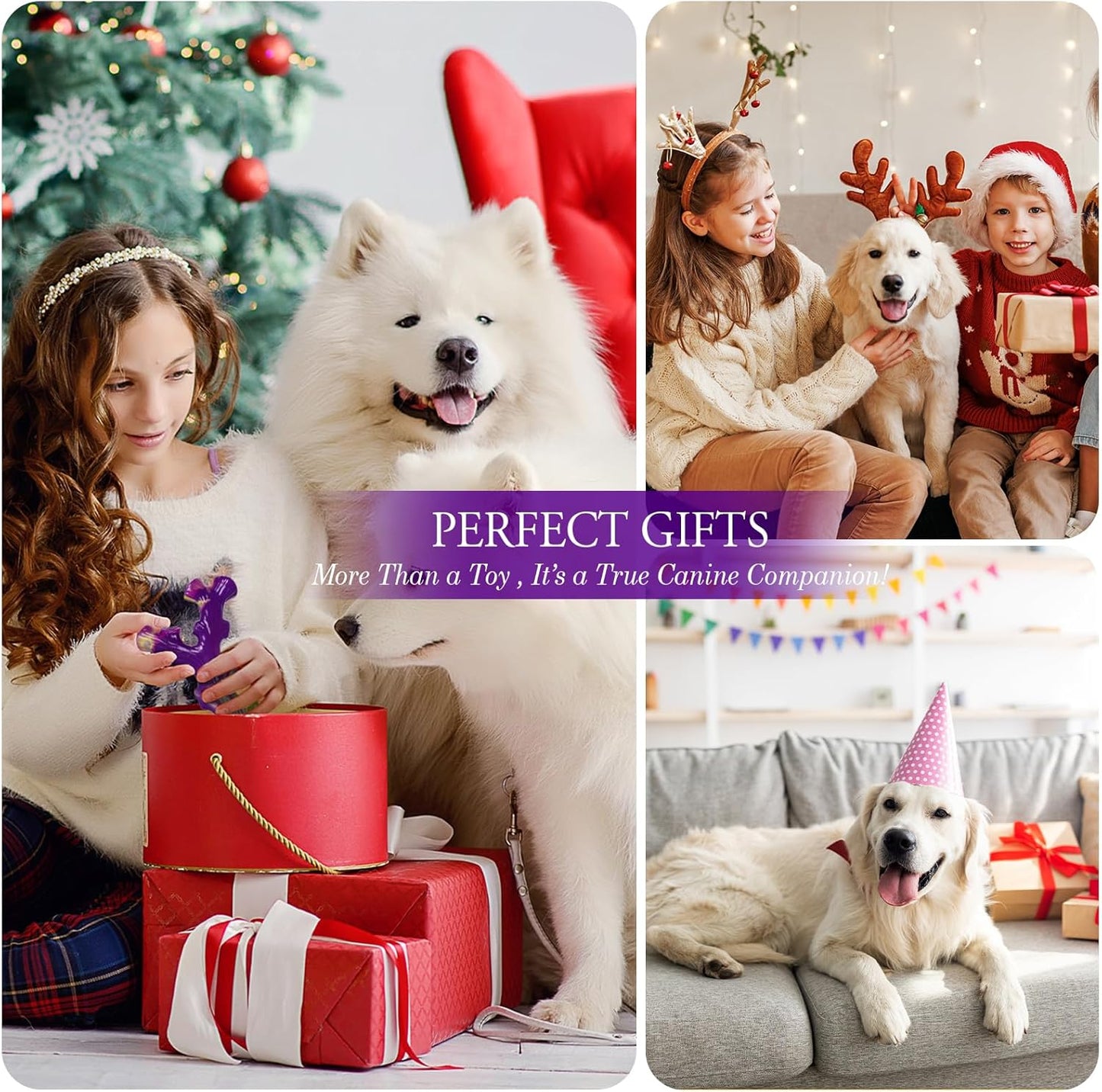 Frienhund Tough Dog Toys for Aggressive Chewers 3 Pack, Indestructible Dog Toy for Large Dogs, Bacon Flavored, Keeps Dogs Busy