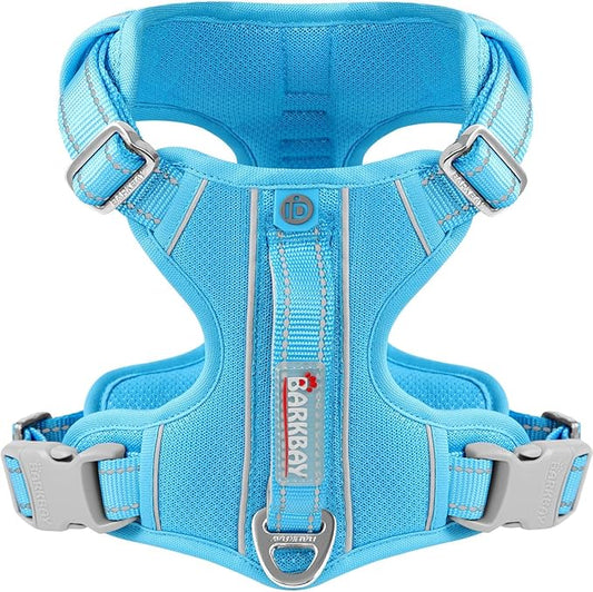 BARKBAY Dog Harness No Pull with ID Tag Pocket - Heavy Duty, Reflective, Easy Control for Large Dogs(Blue,XL)