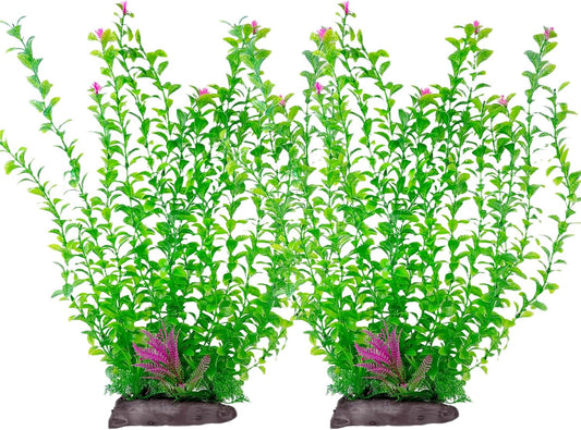 Hamiledyi Aquarium Plastic Plants Aquarium Decor Artificial Fish Tank Plants,Tall Fish Tank Decorations, Extra Large Aquarium Plant 20.4-inch Tall,2PCS