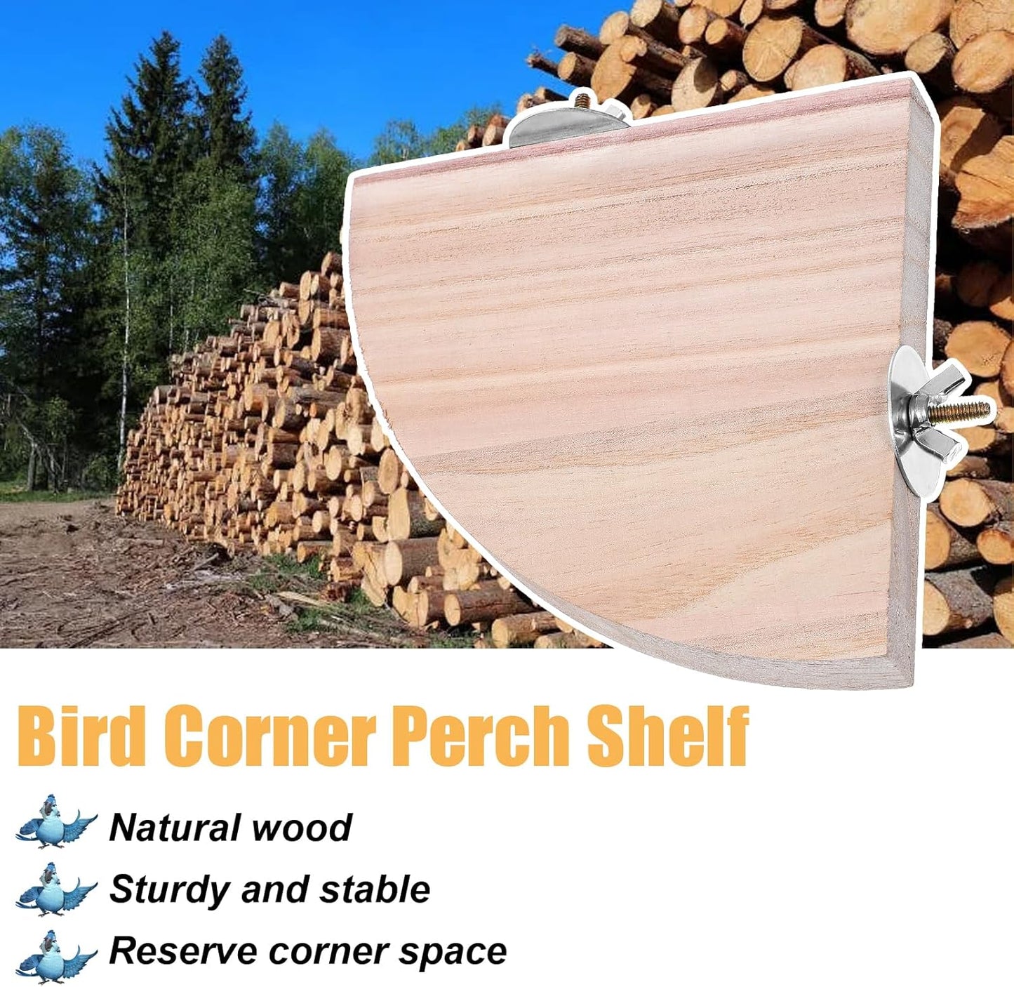 Bird Perch Platform Stand, Bird Corner Parrot Perch Corner, Sector Playground Cage Accessories Shelf for Small Animals Rat Mouse Lovebird Finches Conure Budgie