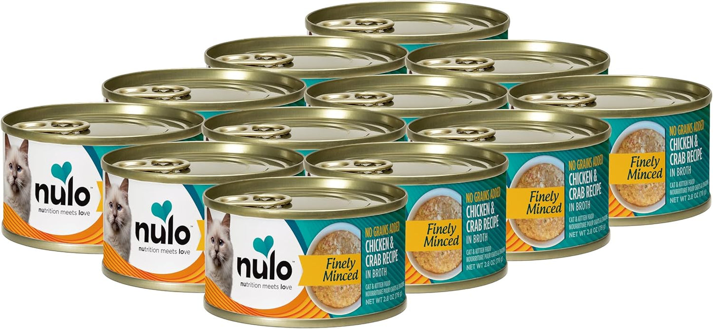 Nulo Finely Minced Chicken & Crab Flavor Wet Canned Cat Food, 2.8 Ounce (Pack of 12)