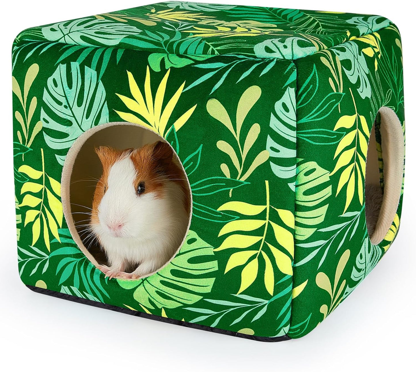 Bienbee Guinea Pig Hideout, Washable Guinea Pigs House Cozy Guinea Pigs Bed for Small Pet Bunny/Rabbit/Hamster/Chinchilla Guinea Pig Accessories Green Leaf