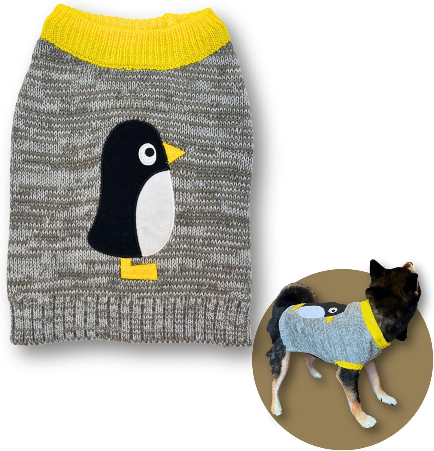 Cute Sweater for Dogs and Cats Soft Flannel Pet Outfit Warm and Cozy Animal Hoodie Small to Large Pet Clothes for Halloween Parties and Everyday Wear (X-Large, Grey Pinguin)