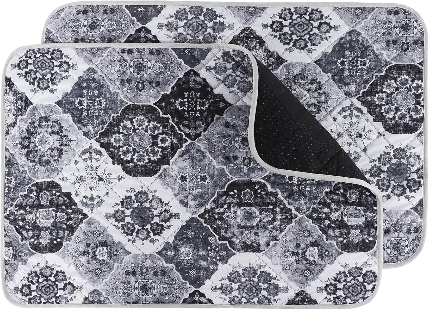 IEUUMLER Washable Pee Pads for Dogs, 2 Pack Reusable Pee Pads for Dogs Non-Slip Grip, Super Absorbent Waterproof Puppy Pads for Potty Training, Playpen, Crate, Whelping Box EU011 Black Grey, 24x18