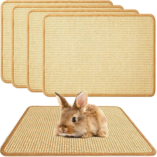Oncpcare 4PCS Rabbit Scratch Mat - Natural Bunny Scratching Pad for Claws & Teeth Care, Cages & Pet Cage Bedding for Biting, Sleeping & Nesting, 24x16