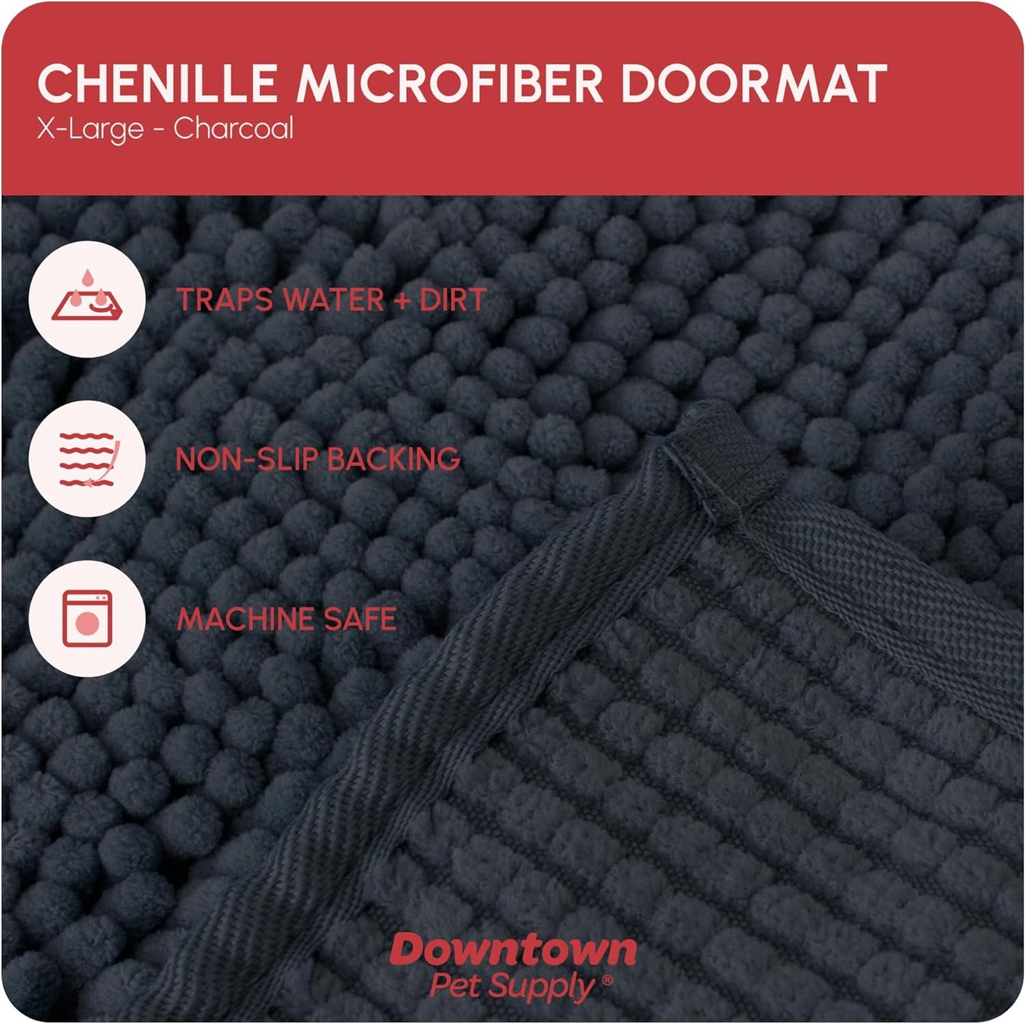 My Doggy Place Microfiber Dog Mat for Muddy Paws, 60" x 36" Charcoal - Non-Slip, Absorbent and Quick-Drying Dog Paw Cleaning Mat, Washer and Dryer Safe - X-Large/Runner