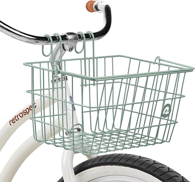 Retrospec Apollo-Lite Lift-Off Bike Basket - Detachable Steel Handlebar Basket with Carrying Handle for Commuting, Shopping & Beach Trips - 14.5in x 9.5in Weather-Resistant Biking Gear