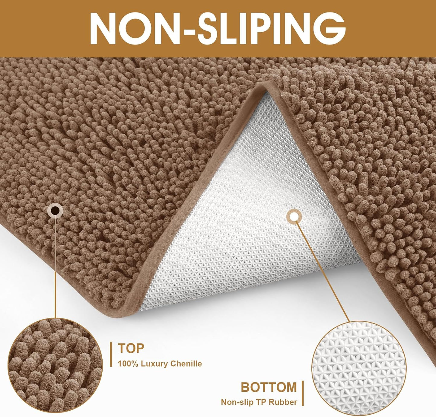 Dog Door Mats for Muddy Paws, Chenille Absorbent Dog Mats, Non Slip Heavy Mud Mat for Dogs, Soft Pet Mat for Entryway, Mud Paws, Inside Floor,48" x 38", Camel