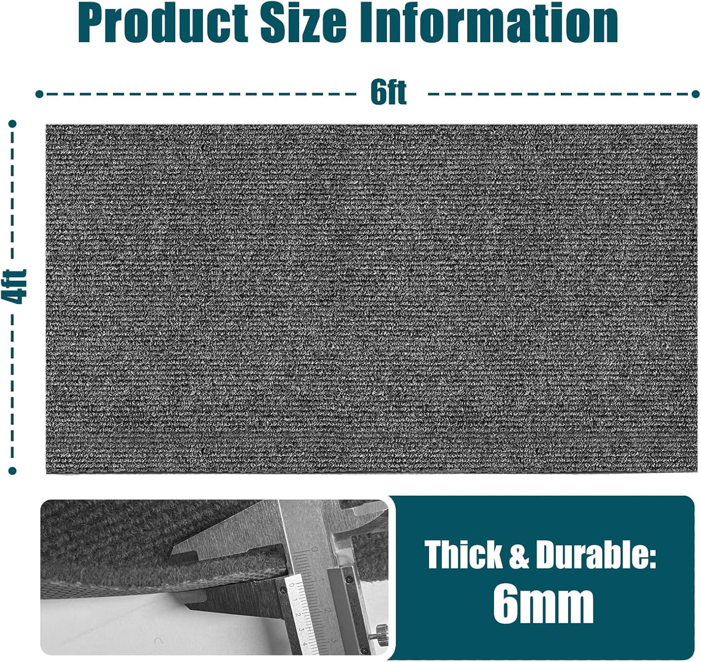 LILXIU 4x6 Ft Horse Stall Mat 6mm Thick Stable Mat for Horses Durable Tear Resistant Polyester with TPE Rubber Backing Moisture Absorbent Easy to Clean for Stables Barns Kennels Garages