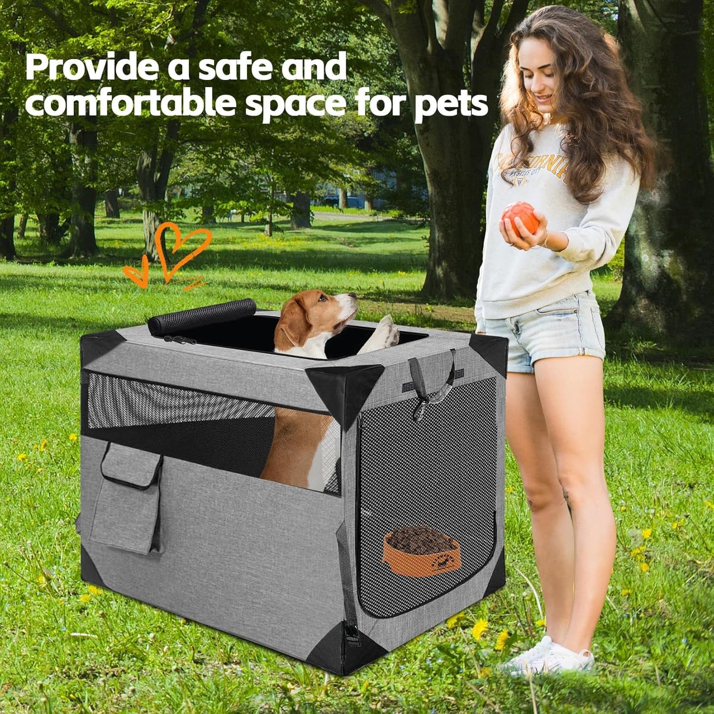 Dog Crate 30x21x21 Inch for Medium Dogs, Portable and Foldable Design Perfect for Travel or Home Use, Dog Kennel with 3-Door