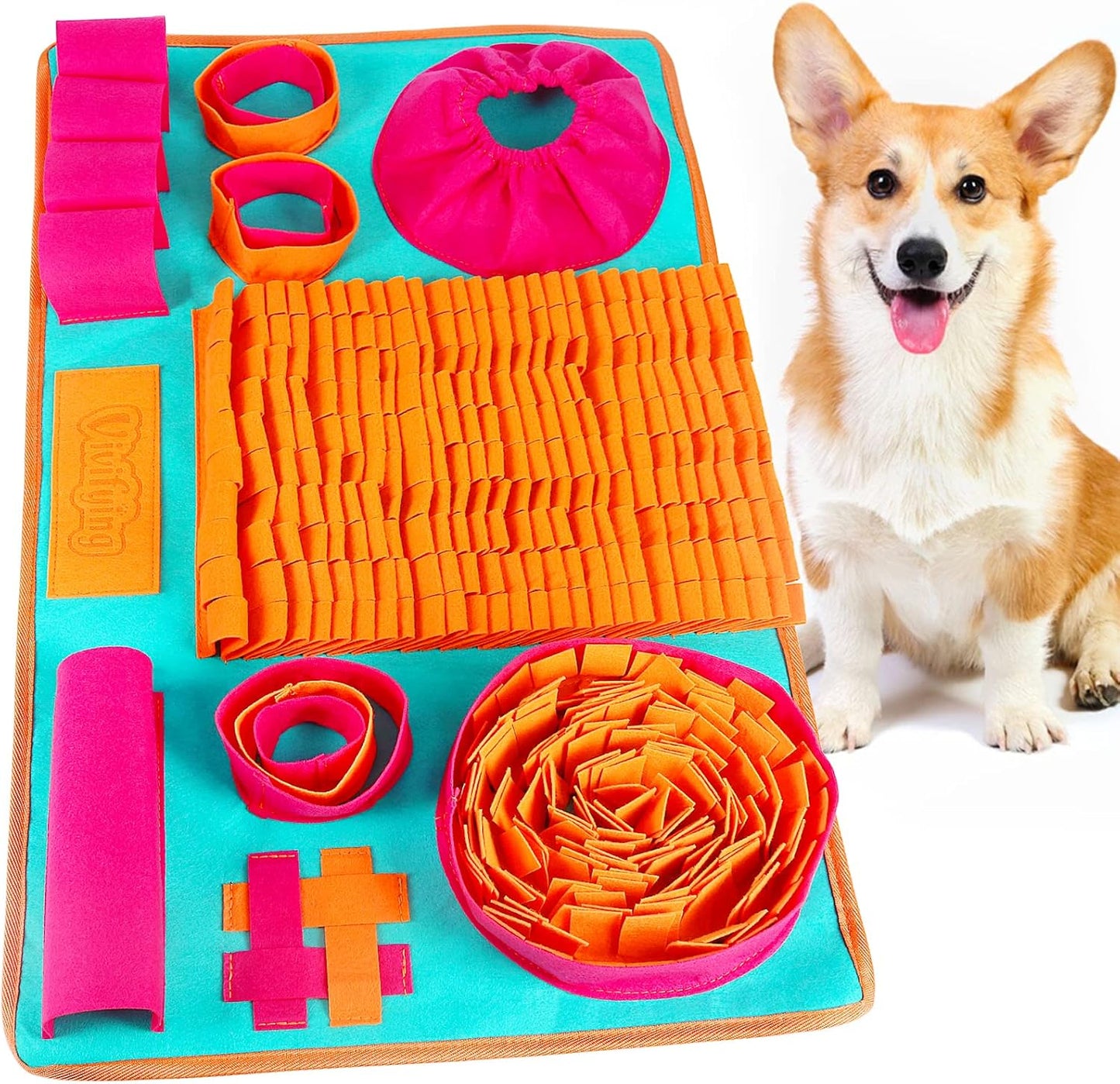 Vivifying Snuffle Mat for Dogs, Interactive Dog Enrichment Toys for Small Dogs and Cats Slow Eating and Keep Busy, Sniff Mat for Boredom and Mental Stimulation