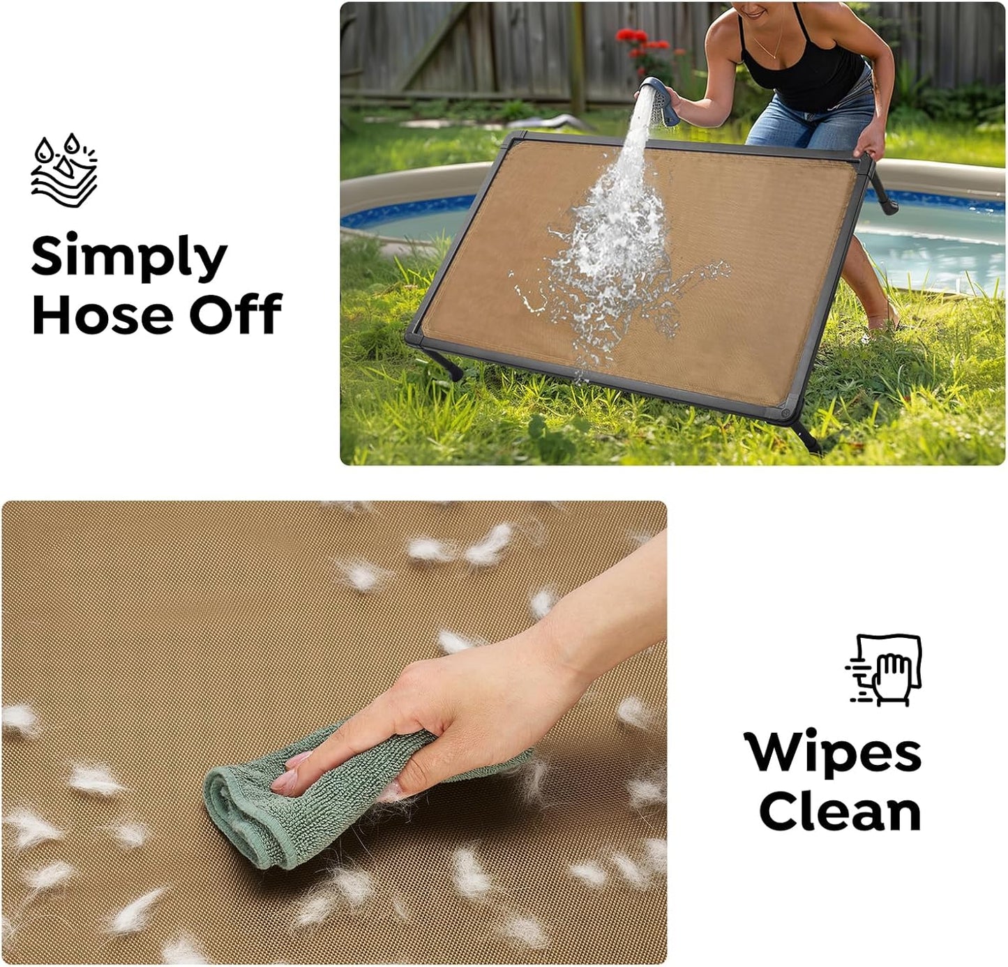 Veehoo Chew Proof Dog Cot, Non Chewable Large Bed, Anti-Scratch Durable Hammock Raised Place for Training Platform, Outdoor Cooling Off Ground, CWC2420ACP