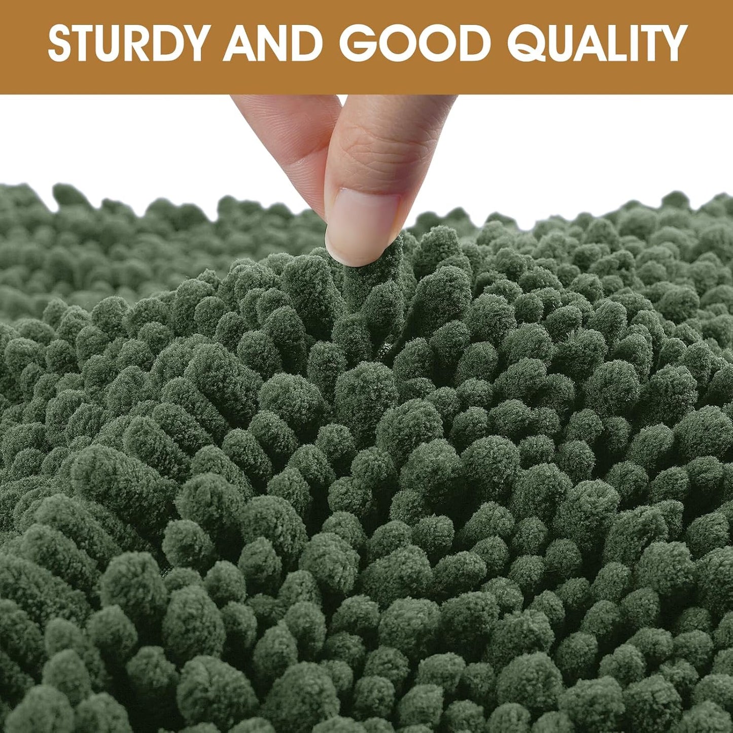 Dog Door Mats for Muddy Paws, Chenille Absorbent Dog Mats, Non Slip Heavy Mud Mat for Dogs, Soft Pet Mat for Entryway, Mud Paws, Inside Floor,48" x 38", Olive