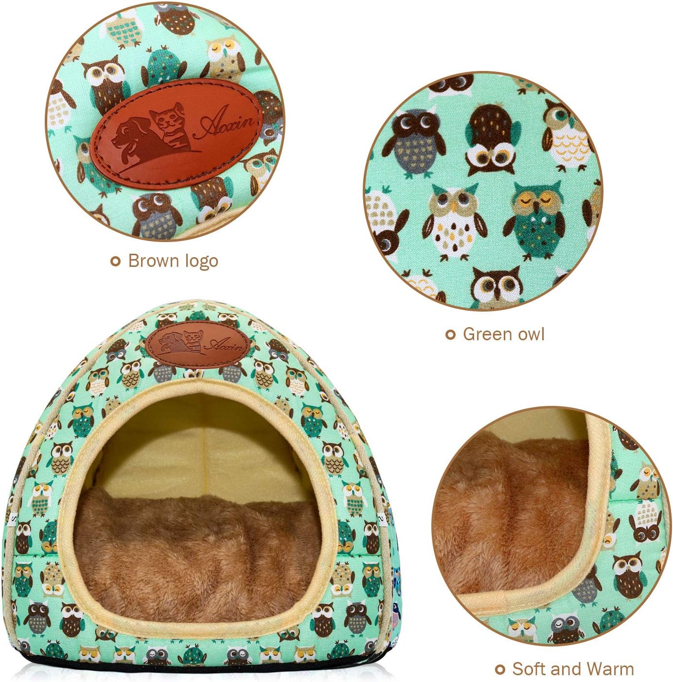 BWOGUE Guinea Pig Bed Warm Cave Beds Hamster House Large Hide-Out for Rabbit Guinea Pigs Bearded Dragon Rats Winter Warm Cage Nest,Green