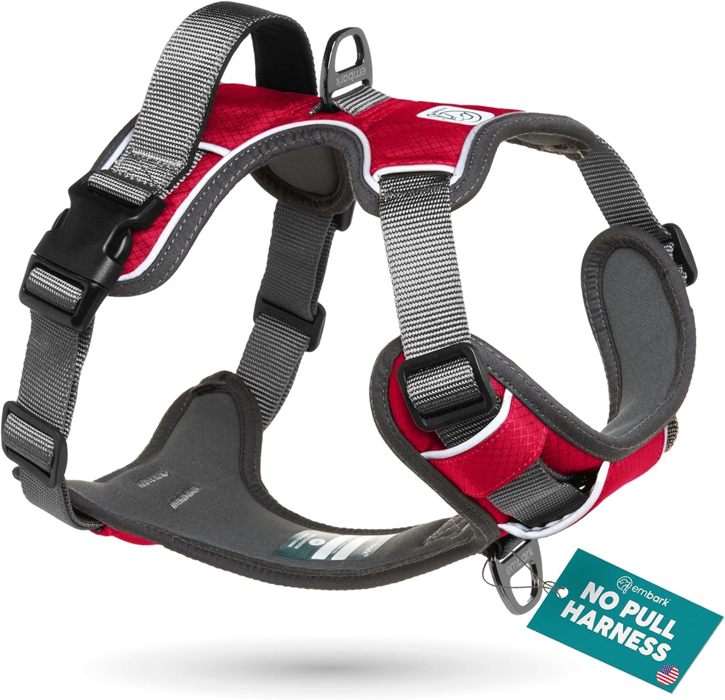 Embark Adventure Dog Harness, Reflective Trim No Pull Dog Harnesses for Small Sized Dogs - Military Grade Nylon, Front Clip with Gel Lined Handle. Soft & Padded Puppy