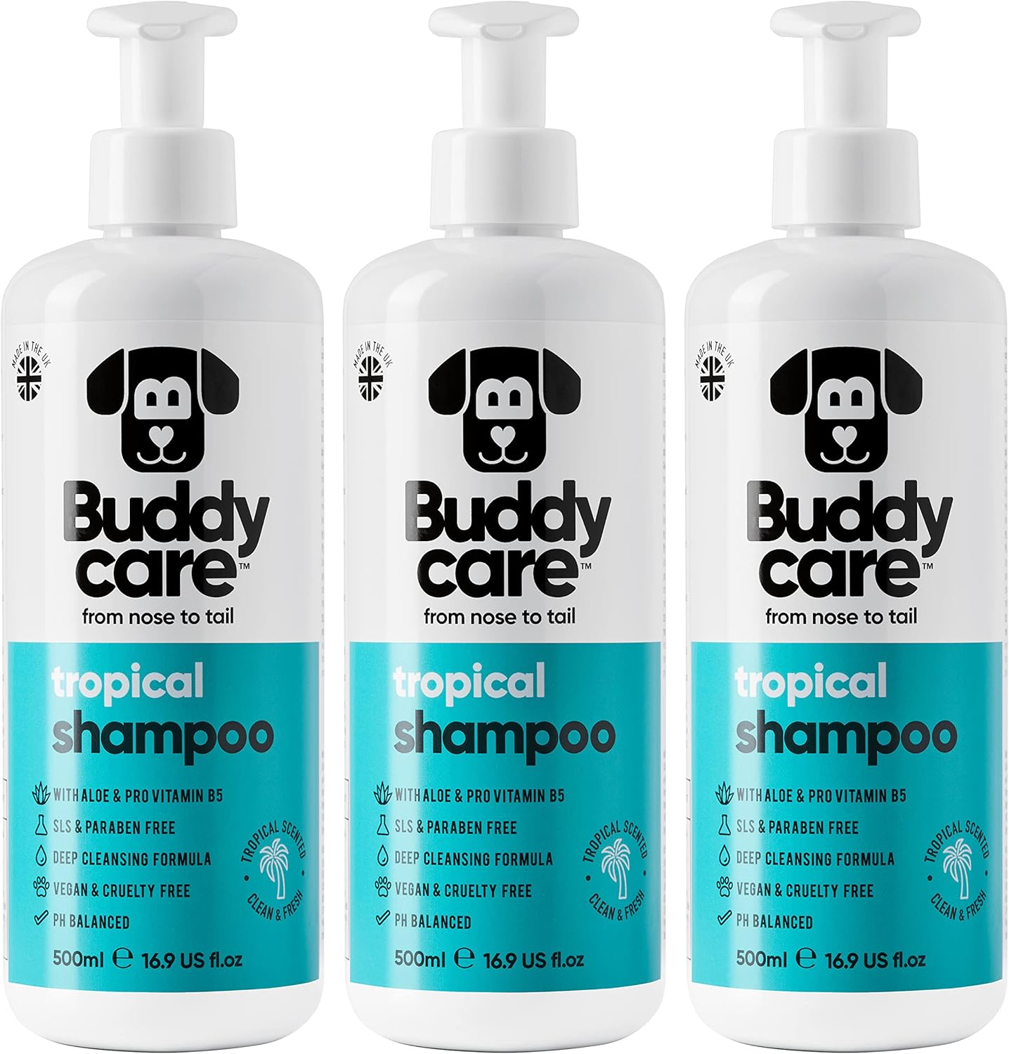 Tropical Dog Shampoo by Buddycare | Deep Cleansing Shampoo for Dogs | Tropical Scented | with Aloe Vera and Pro Vitamin B5 (50.72oz)