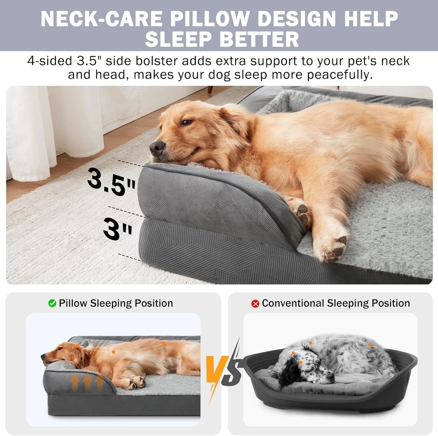 INVENHO Orthopedic Medium Dog Beds for Medium Dogs, Waterproof Egg-Crate Foam Dog Couch Bed with Washable Removable Cover, Waterproof Lining and Nonskid Bottom