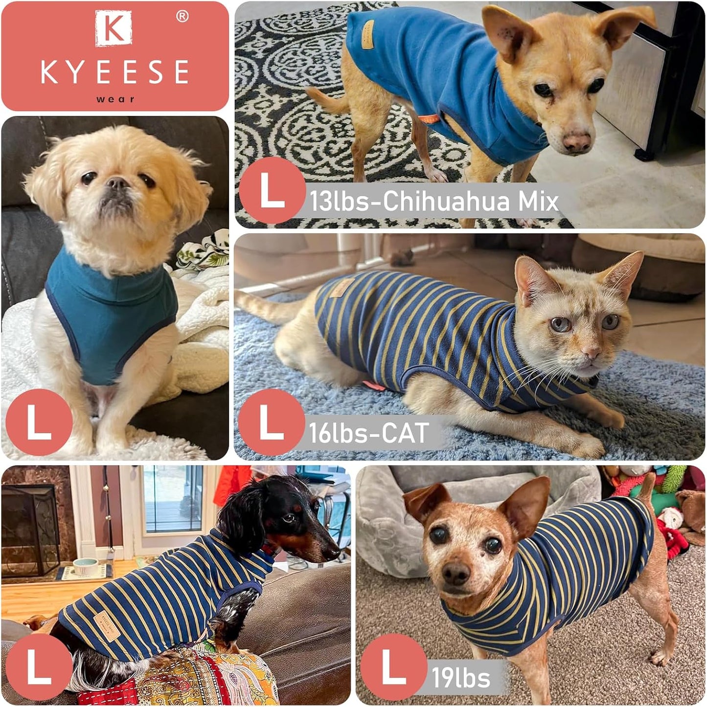 KYEESE 2Pack Dog Sweater Warm Dogs Clothes Pets Sweatshirt Soft Turtleneck Small Pets Sweaters Pet Coats Stretchy Dog Sweaters for Small Dogs Male