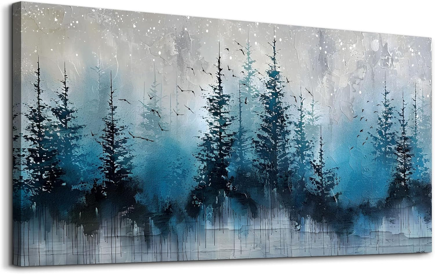 hyidecorart Framed Wall Art For Living Room Wall Decor For Office Misty Forest Trees Pictures Scenery Abstract Wall Painting Artwork Bedroom Decoration Canvas Prints Art Home Room Posters Hang Easy