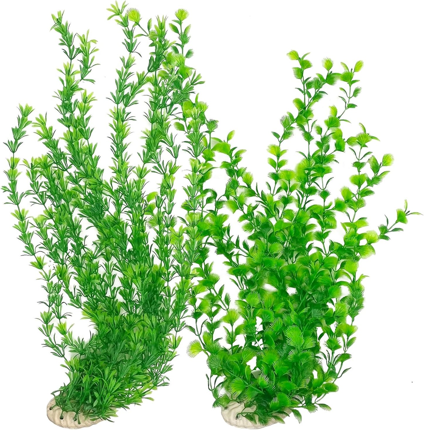 Hamiledyi 23" Tall Aquarium Plastic Plants - 2 Pack Soft Fish Tank Decor, Artificial Green Grass Cluster for Aquariums, Safe Bendable Underwater Plants（Green Style B）