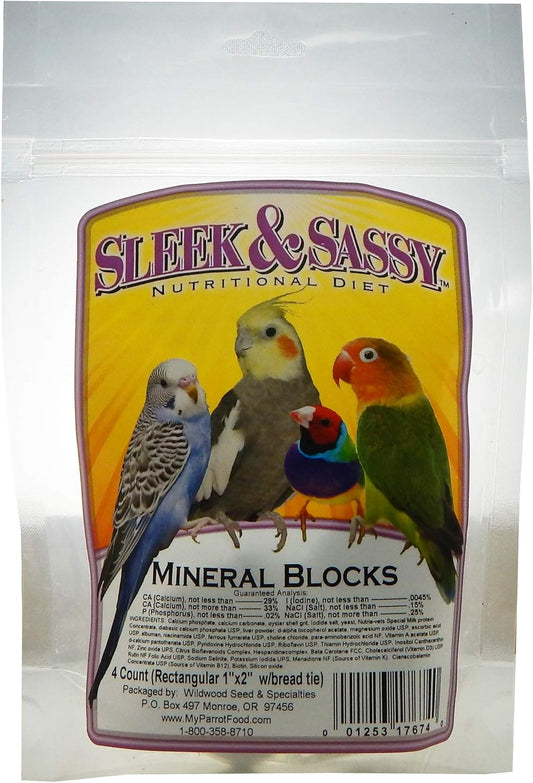 SLEEK & SASSY Mineral Blocks (1"x2") for Birds (4 Ct.)