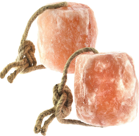 UMAID Himalayan Salt Lick 6 lbs On Rope for Horse, Deer, Goat, and Livestock Animals - Himalayan Salt Block 2 Pack