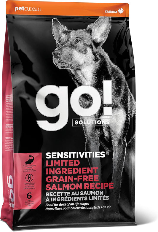 Go! Solutions Sensitivities Limited Ingredients, Grain-Free Dry Dog Food, Salmon Recipe for Sensitive Stomach, 12 lb Bag