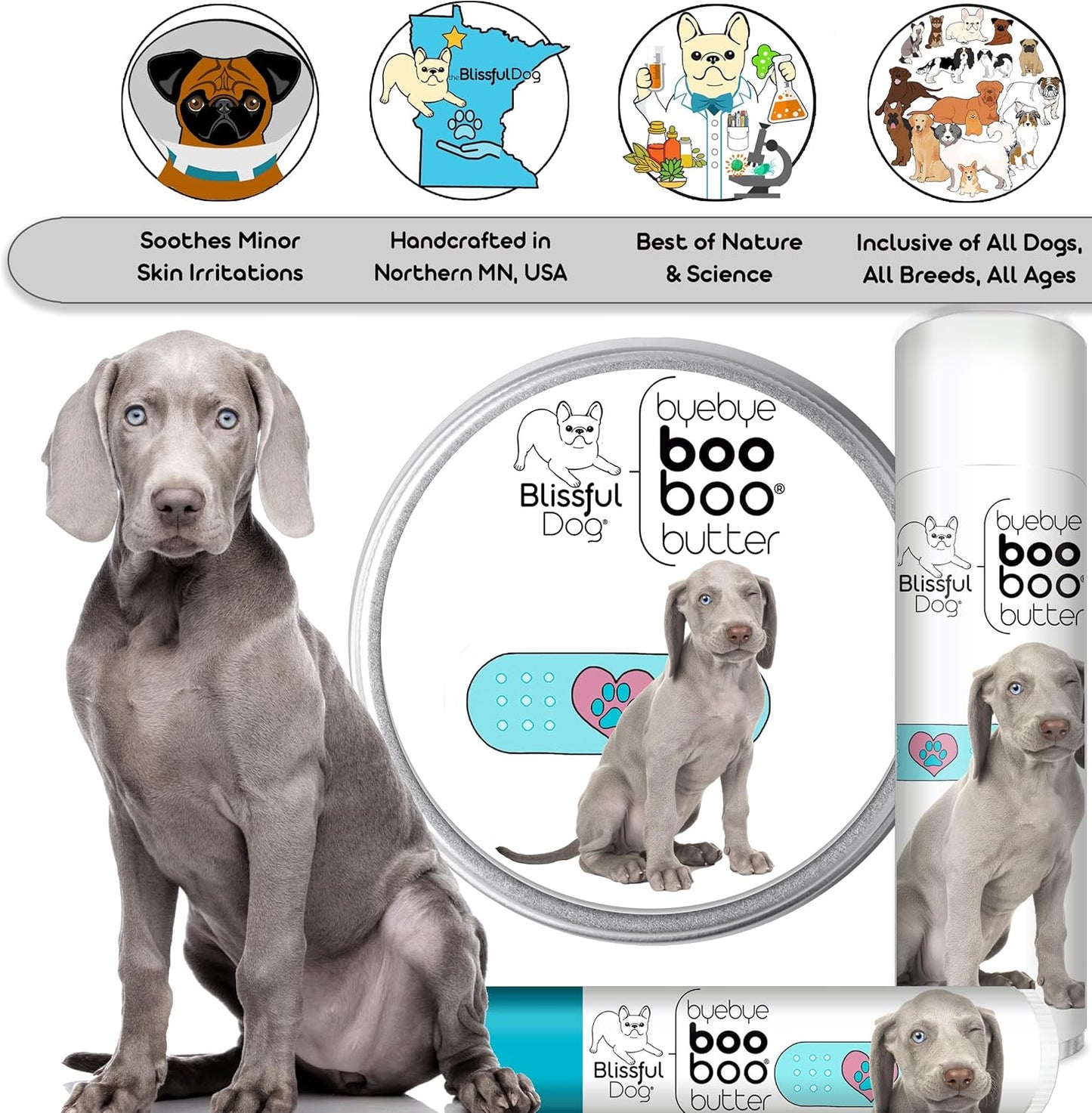 The Blissful Dog 4 oz TIN Weimaraner Booboo Butter