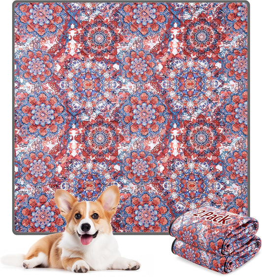 LOOBANI Washable Pee Pads for Dogs, 2 Pack Super Absorbent Reusable Puppy Pads Leakproof Dog Traning Pads, Waterproof Non-Slip Whelping Pad for Floor, Playpen, Crate, Couch-36 x36 (Red Flower)