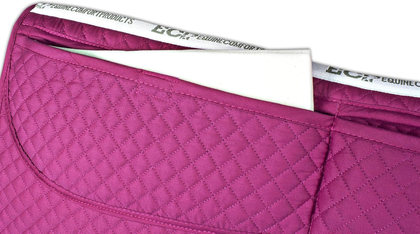 ECP Equine Comfort Products Thermoregulating Western Saddle Pad, Machine Washable Contoured Fit, Water Absorbing, Therapeutic, Shock Absorbing with Adjustable Memory Foam Shims