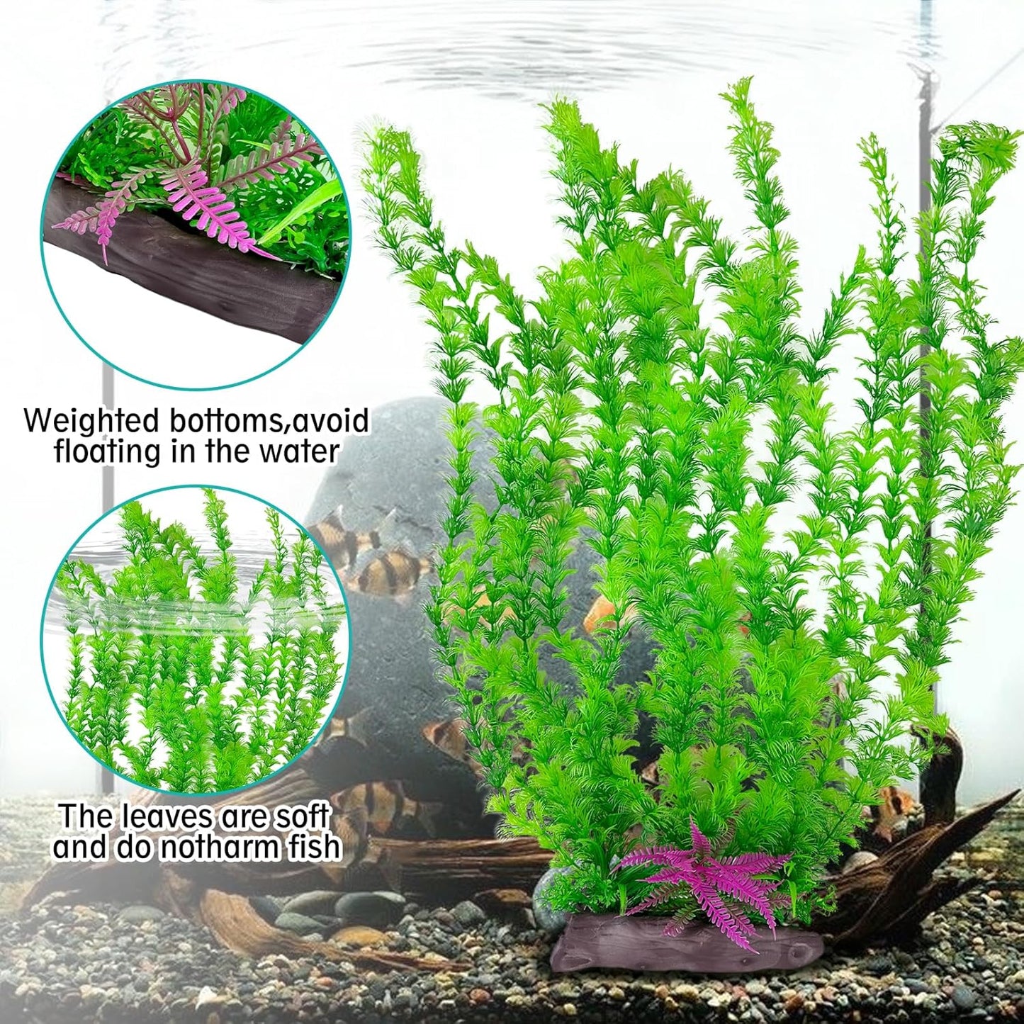 Hamiledyi Aquarium Plastic Plants Aquarium Decor Artificial Fish Tank Plants,Tall Fish Tank Decorations, Extra Large Aquarium Plant 20.4-inch Tall,1PCS