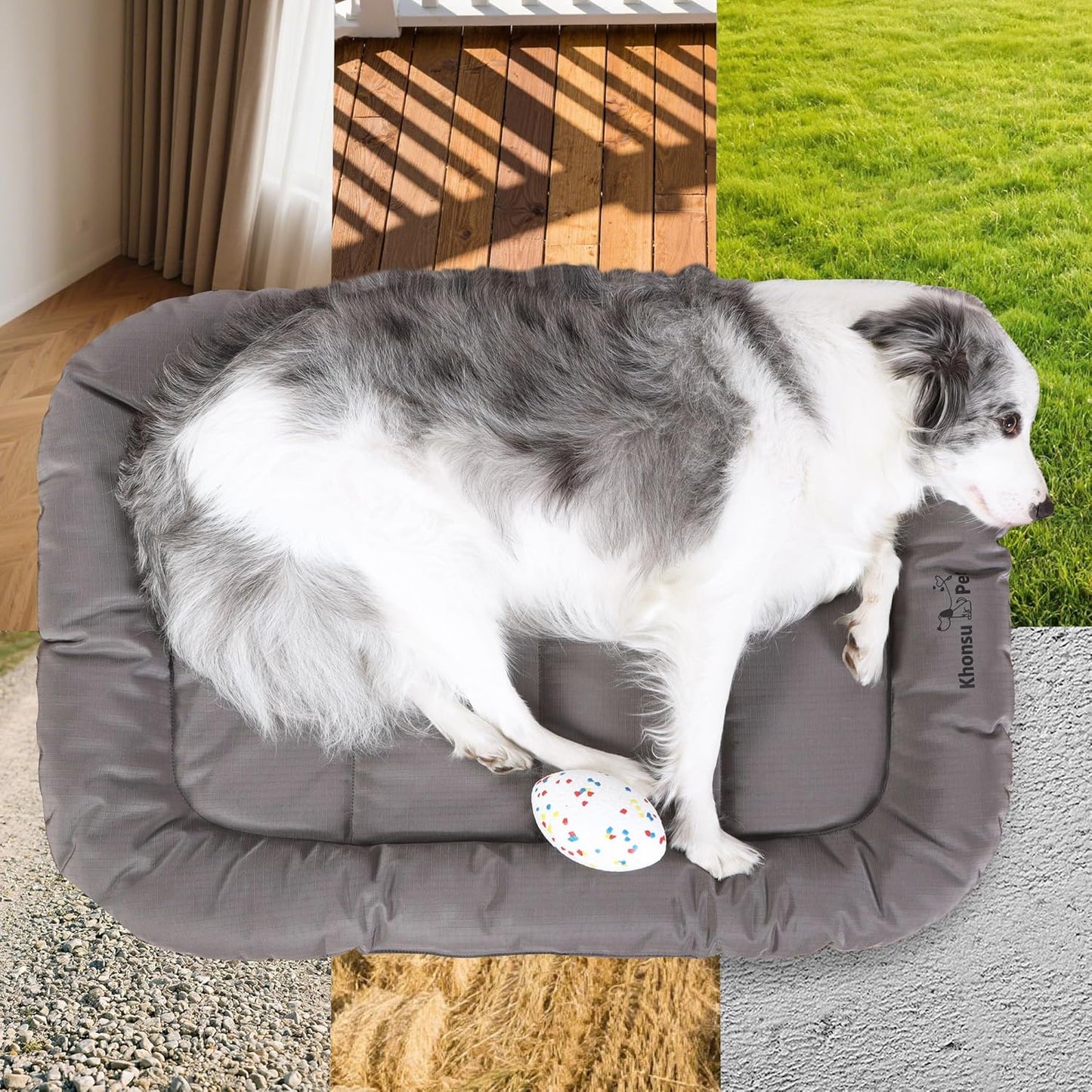 KHONSU PET Durable Dog Bed Tough and Tear Proof Dog Crate Bed, 800lbs Tear Strength PVC-Backed Waterproof Ped Bed Mat Indoor & Outdoor Use for Dogs up to 90 lbs