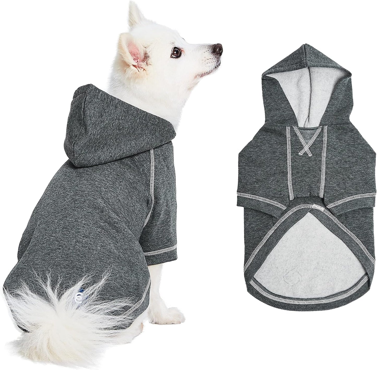 Blueberry Pet Essentials Soft & Comfy Better Basic Cotton Blend Dog Hoodie Sweatshirt in Charcoal Grey, Back Length 20", Pack of 1 Jacket for Dogs
