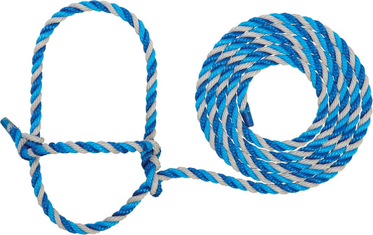 Weaver Leather Livestock Cattle Poly Rope Halter Dark Blue/Turquoise/Gray