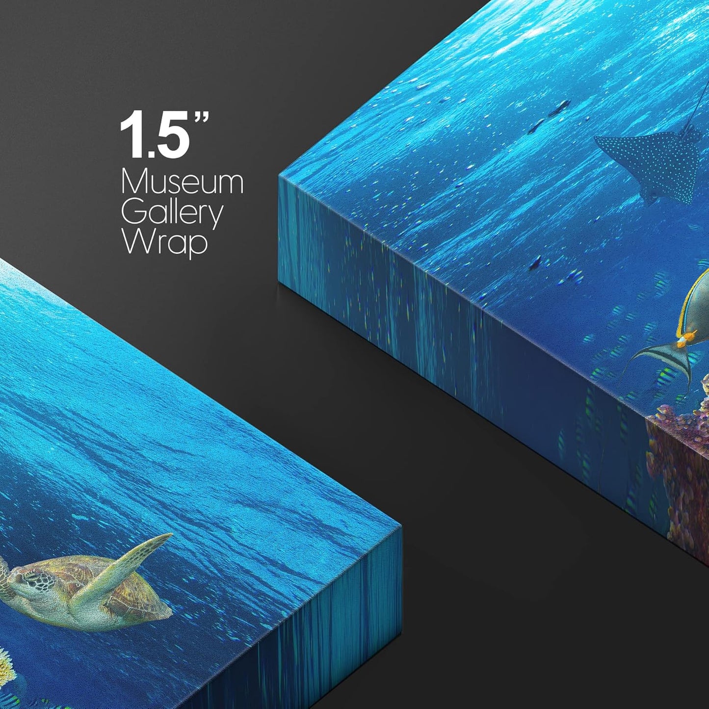 wall26 Canvas Print Wall Art Vibrant Sunshine Ray Coral Reef Turtle Fish Nature Animals Photography Realism Rustic Scenic Landscape Wilderness Colorful for Living Room, Bedroom, Office - 24"x36"